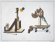 Siege catapults, 1842. Creator: Friedrich Martin von Reibisch