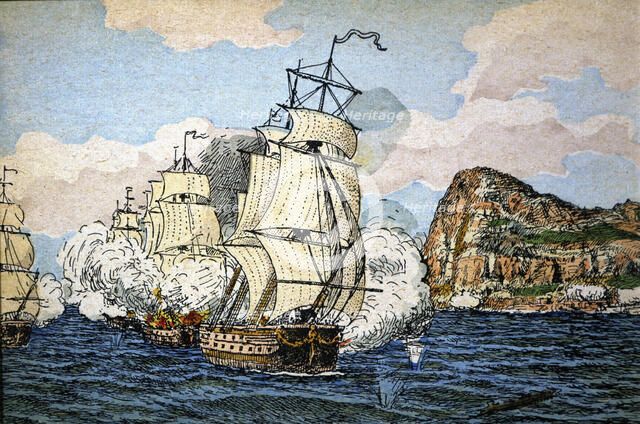 Siege and loss of Gibraltar besieged by the English fleet led by Admiral Rooke on August 4, 1704.