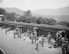 Siege battery drill, fixing sights, West Point, N.Y., c1905. Creator: Unknown