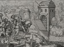 Siege of a town by a feudal army, 1575, (1877). Creator: Unknown