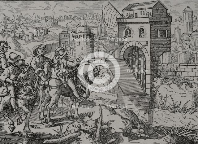 Siege of a town by a feudal army, 1575, (1877).  Creator: Unknown.