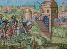 Siege of a town by a feudal army, 1575 , (1877). Creator: Unknown