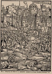 Siege of a city in the 15th century. From the Strasbourg Vergil by Johann Grieninger, 1502
