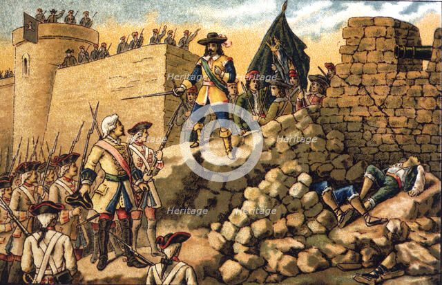 Siege of Barcelona in 1714 by the troops of Philip V, negative to the offer of surrender of the c…