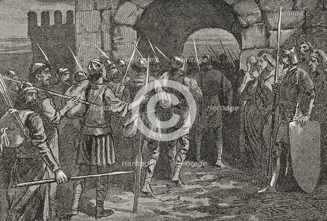 Siege of Gerona (Girona) (27 June to 10 September 1285), 1890.  Creator: Unknown.