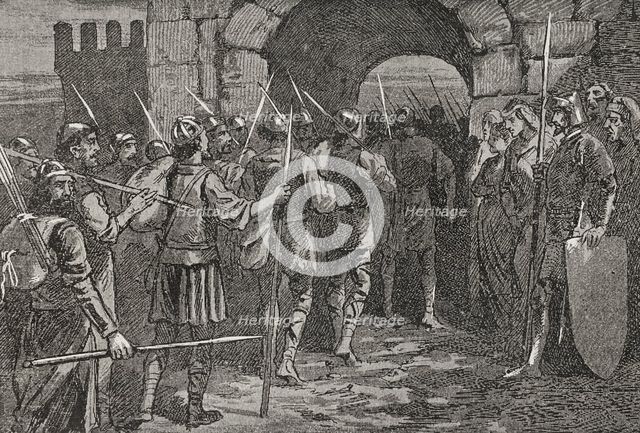 Siege of Gerona (Girona) (27 June to 10 September 1285), 1890.  Creator: Unknown.