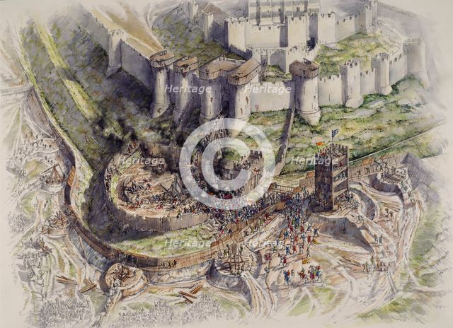 Siege of Dover Castle, Kent, 1216 (c1995-c2006).  Artist: Peter Dunn.
