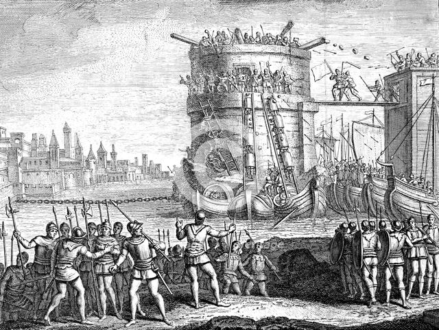 Siege of Damietta, Egypt, 13th century (18th century). Artist: Unknown