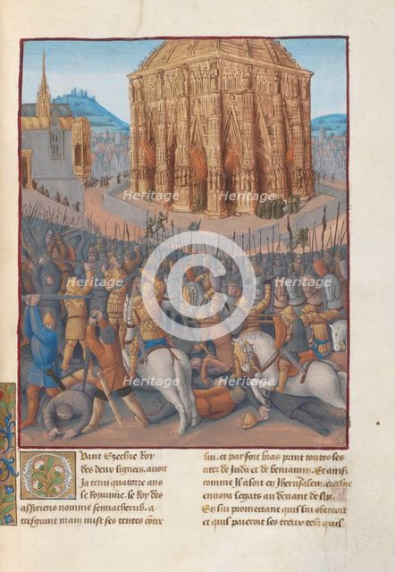 Siege of Jerusalem by Nebuchadnezzar II. Illustration in Flavius Josephus Antiquities of the Jews 