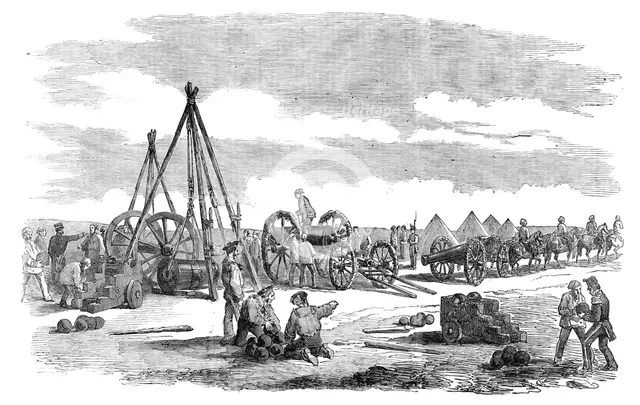 Siege of Sebastopol - Preparing a Train for the Trenches, 1854. Creator: Unknown.