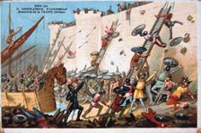 Siege of Paris by the Normans,19th Century. Colour Lithograph. Private collection. Creator: Unknown