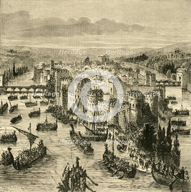 'Siege of Paris by the Norsemen', (845), 1890.   Creator: Unknown.
