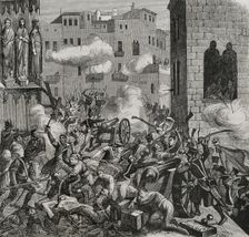 Siege of Tarragona, Peninsular War, (1808-1814), Catalonia, Spain, 1811 (1853). Creator: Ildefonso Cibera