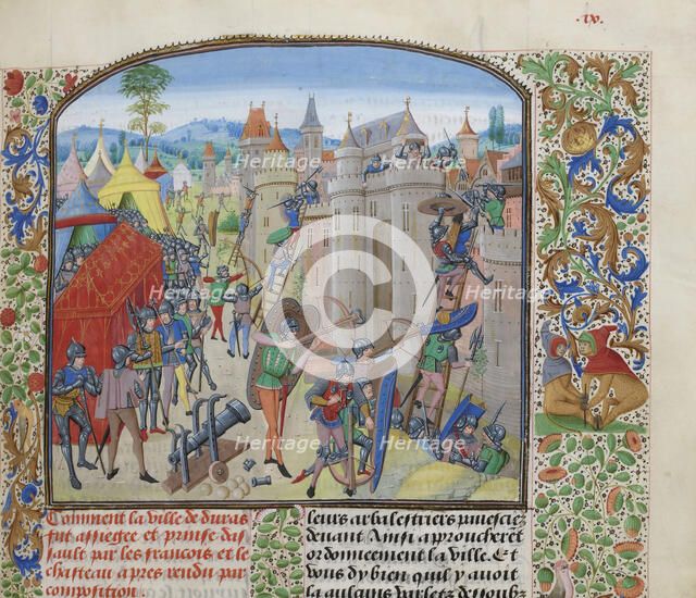 Siege of the château de Duras by the French in 1377, ca 1470-1475. Creator: Liédet, Loyset (1420-1479).