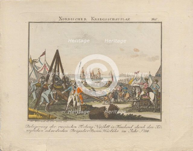 Siege of the Russian fortress Nyslott in Finland, 1788. Creator: Weinrauch, Johann Caspar (1765-1846).