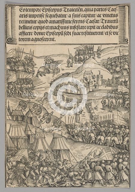 Siege of Utrecht, plate 6 from Historical Scenes from the Life of Emperor..., printed c. 1520. Creator: Wolf Traut.