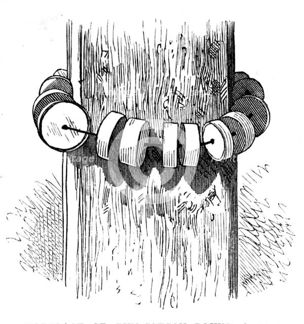 Siege Operations at Chatham: necklace of gun-cotton round a beam, 1871. Creator: Unknown.