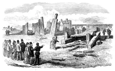 Siege Operations at Chatham: destruction of the stockade by gun-cotton and powder, 1871. Creator: Unknown