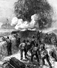Siege operations at Chatham: explosion of a mine, 1871. Creator: Unknown