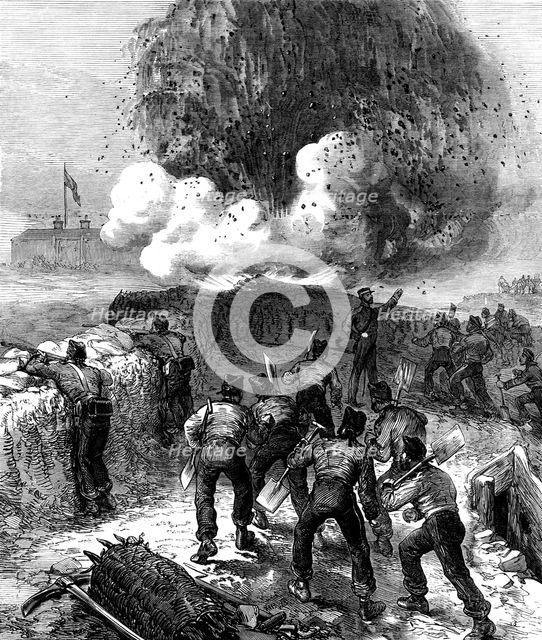 Siege operations at Chatham: explosion of a mine, 1871. Creator: Unknown.