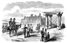 Siege Operations at Chatham: stockade prepared for blowing up with gun-cotton and powder, 1871. Creator: Unknown