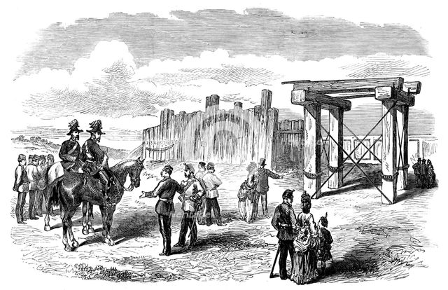 Siege Operations at Chatham: stockade prepared for blowing up with gun-cotton and powder, 1871. Creator: Unknown.