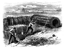 Siege Operations at Chatham: sappers working behind sap roller, 1871. Creator: Unknown