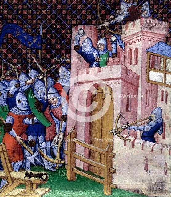 Siege scene, c1415. Creator: Unknown.