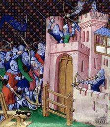 Siege scene, c1415. Creator: Unknown