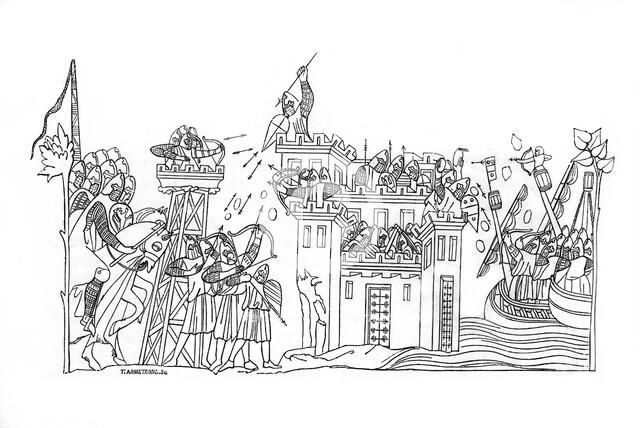 Siege scene, c1260, (1843).Artist: Henry Shaw