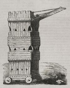Siege tower or breaching tower - siege engine, 1852. Creator: Unknown
