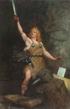 Siegfried in the forge, 1900. Creator: Leeke, Ferdinand (1859-1937)