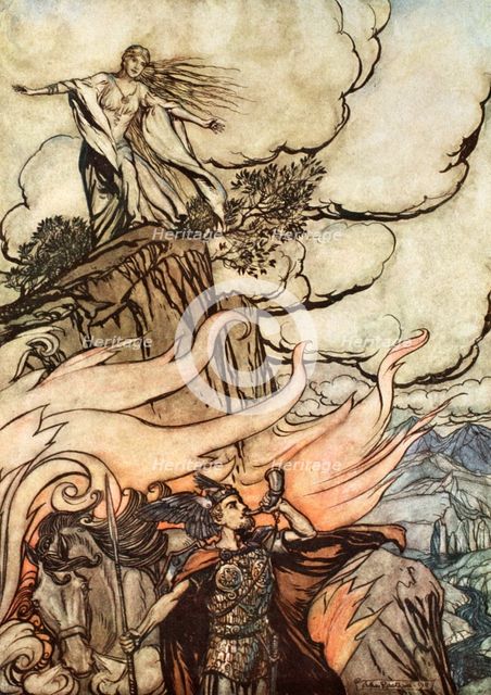 'Siegfried leaves Brunnhilde in search of adventure', 1924.  Creator: Arthur Rackham.