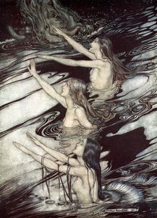 Siegfried! Siegfried! Our warning is true: flee, oh flee from the curse! 1924. Creator: Arthur Rackham