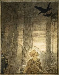 Siegfried's death 1924. Artist: Arthur Rackham