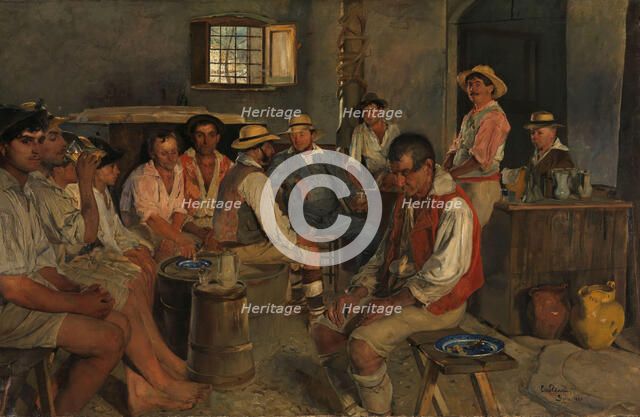 Siesta in an Osteria in Sora, 1880. Creator: Eilif Peterssen.