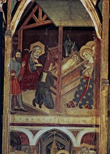 Sigena Altarpiece. Table of the Adoration of the Shepherds, 1375. It comes from the Monastery of …