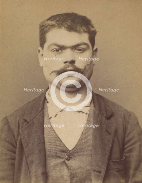Sigel. Jacques. 24 ans, né à Kuttalsheim (Bas Rhin). Bijoutier. Anarchiste. 26/2/94. , 1894. Creator: Alphonse Bertillon.