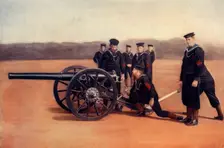 Sighting A Naval Field Gun 1900. Creator: Gregory & Co