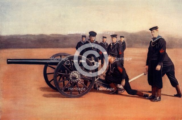 'Sighting A Naval Field Gun', 1900. Creator: Gregory & Co.