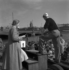 Sightseeing tour by boat, Stockholm, Sweden, 1950. Creator: Torkel Lindeberg