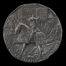 Sigismondo on a Charger before a Fortress [reverse], 1445. Creator: Pisanello