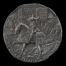 Sigismondo on a Charger before a Fortress [reverse], 1445. Creator: Pisanello