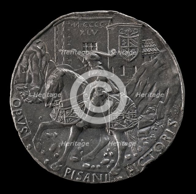 Sigismondo on a Charger before a Fortress [reverse], 1445. Creator: Pisanello.