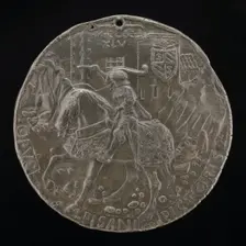 Sigismondo on a Charger before a Fortress [reverse], 1445. Creator: Pisanello