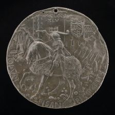 Sigismondo on a Charger before a Fortress [reverse], 1445. Creator: Pisanello