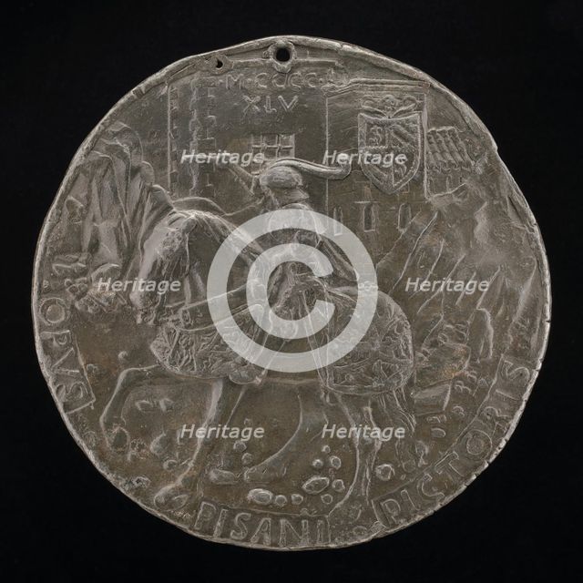 Sigismondo on a Charger before a Fortress [reverse], 1445. Creator: Pisanello.