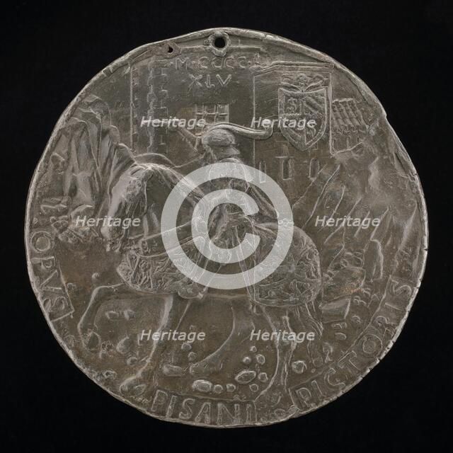 Sigismondo on a Charger before a Fortress [reverse], 1445. Creator: Pisanello.