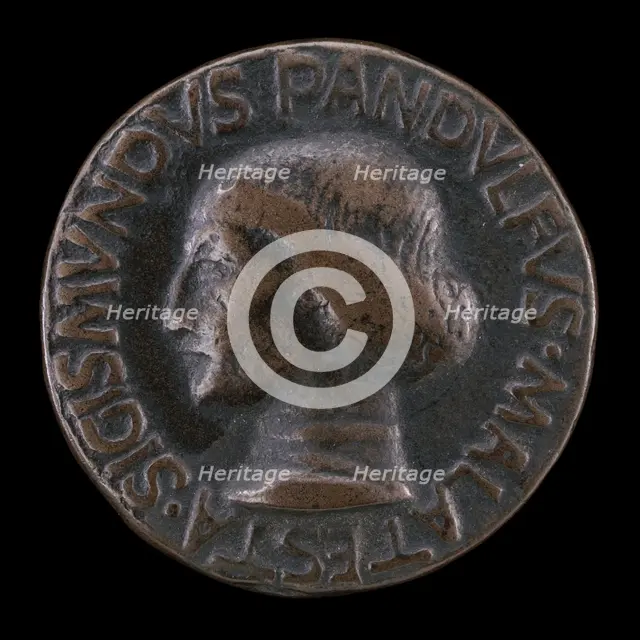 Sigismondo Pandolfo Malatesta, 1417-1468, Lord of Rimini and Fano [obverse], 1447. Creator: Matteo di Andrea de Pasti.