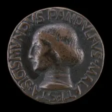Sigismondo Pandolfo Malatesta, 1417-1468, Lord of Rimini and Fano [obverse], 1447. Creator: Matteo di Andrea de Pasti